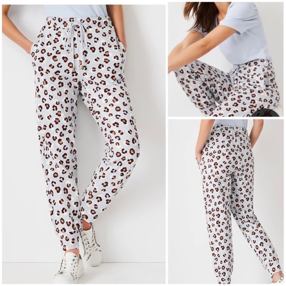 New! Size S Ann Taylor Animal Print Gray Joggers